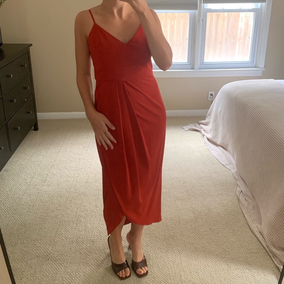 Lulus Rust Red Midi Dress - Picture 2 of 8